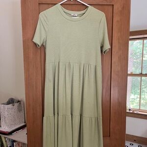 Cotton Maternity Midi dress in light green, size S